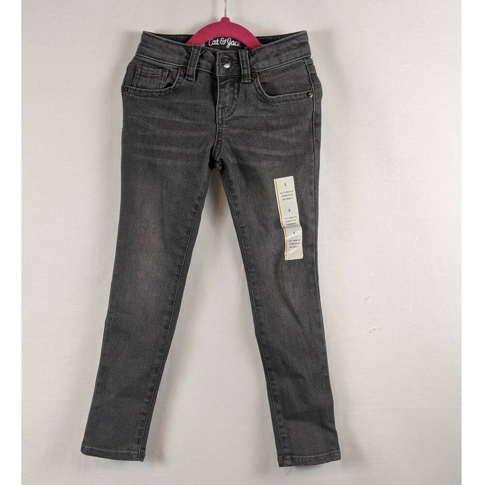 Cat & Jack Skinny Jeans Girls 5 Ultimate Stretch Gray Denim Comfortable‎ Kids